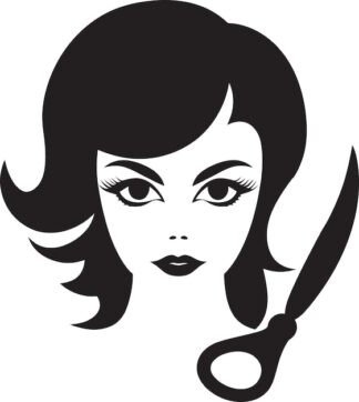 Sticker Autocollant femme coiffure barbier  BC028