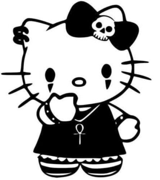 Sticker Autocollant hello-kitty gothique halloween manga  MG0422
