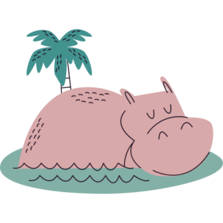 Sticker Autocollant hippopotame  animal imprimé IMP2440