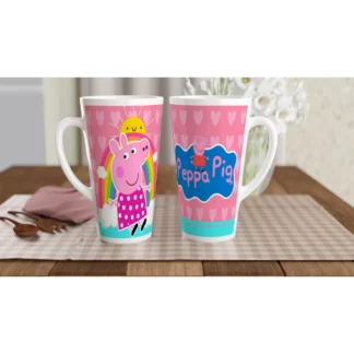 Mug à café Latte en céramique blanche 483 ml (17 oz) peppa pig