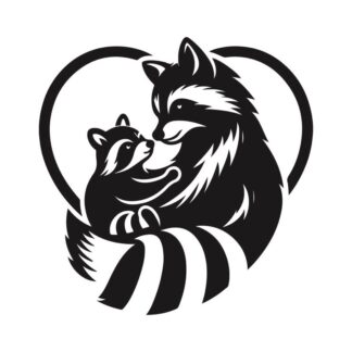 sticker autocollant animaux racoon Coeur 2 XLYRC