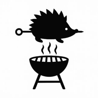 Sticker autocollant Un hérisson en brochette sur un bbq décoration decostickerstore - WYPIWV