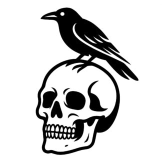 Sticker autocollant un crâne et un Corbeau - K4ZPJI