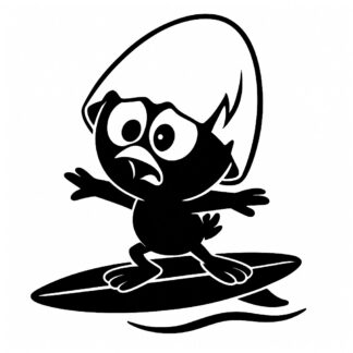 Sticker du personnage Calimero qui surf
