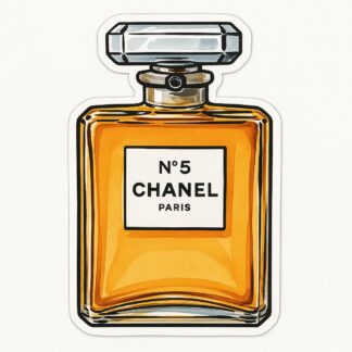 Autocollant Bouteille Chanel n°5 avec écritures décoration decostickerstore - QZTKTU