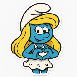 Autocollant Schtroumpfette fait cœur avec doigts décoration decostickerstore - A7YXW1