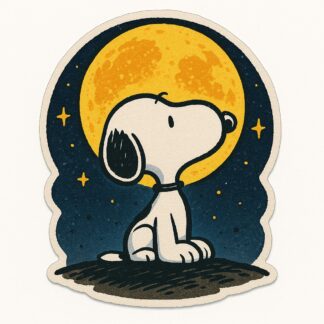 Autocollant Snoopy au clair de lune jaune décoration decostickerstore - HTVSKT