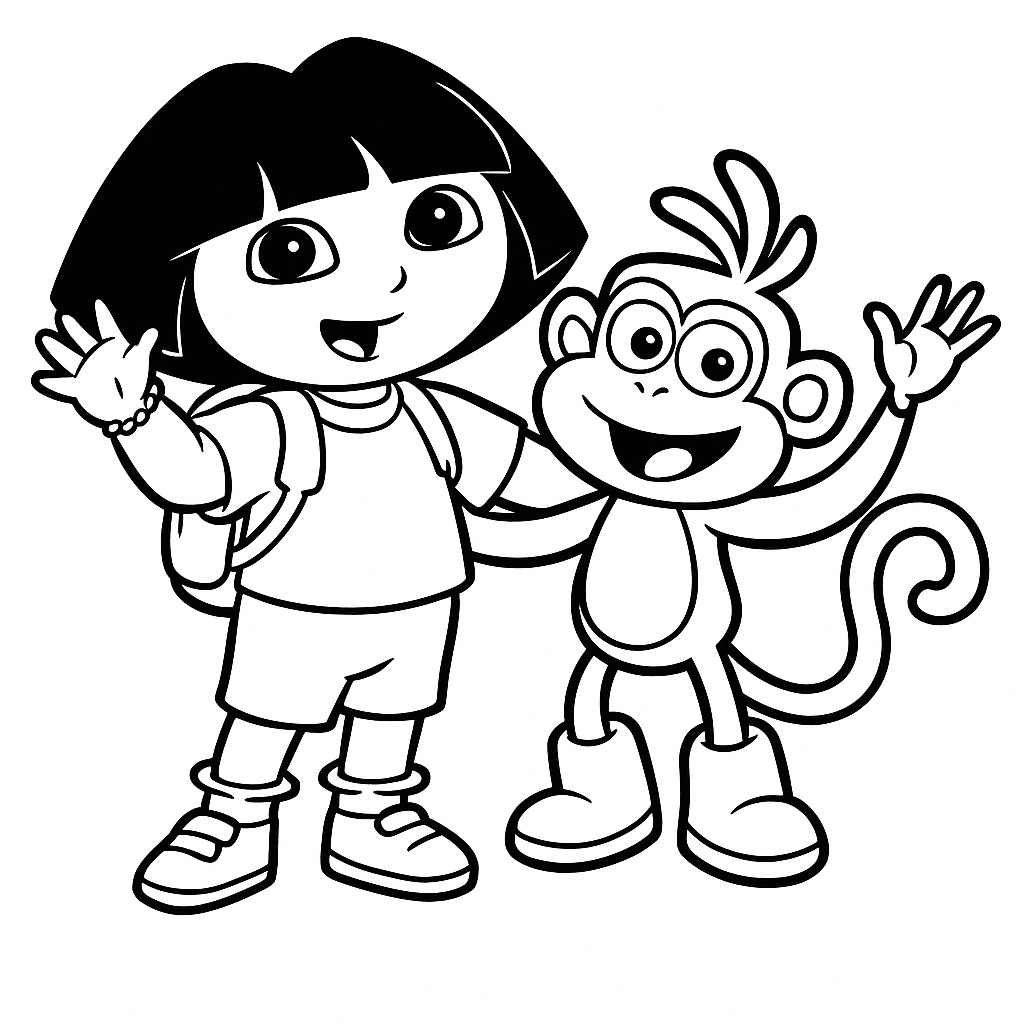 Sticker autocollant Dora l'exploratrice avec un singe décoration decostickerstore - H7J3GD