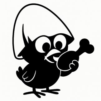 Sticker autocollant Calimero mange du poulet décoration decostickerstore - WOSGDP