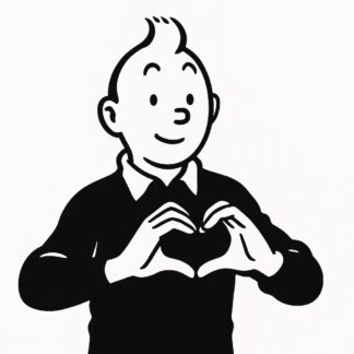 Sticker autocollant Tintin fait coeur avec doigts décoration decostickerstore - DQWVMU