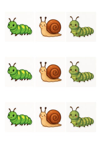 Gommettes planche 10x15cm animaux escargot chenille NS5WM