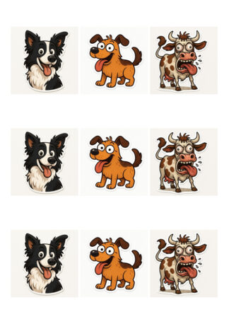 vache chien Gommettes planche 10x15cm animaux 1F94L