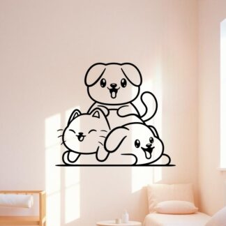 Sticker autocollant les amis chiens et chat