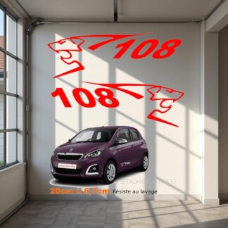 Lot de 2 stickers autocollants Peugeot 108