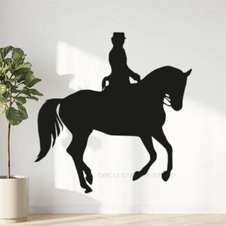 Sticker autocollant cheval cavalière dressage