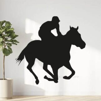 Sticker autocollant cheval galop et cavalier