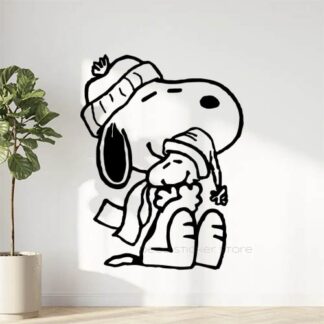 Sticker autocollant chien Snoopy amis calins