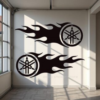 2 Sticker autocollant moto Yamaha flammes