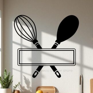 Sticker autocollant cuillère et fouet de cuisine à personnaliser