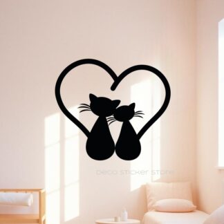 Sticker autocollant couple de chat