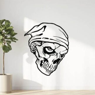 Autocollant sticker crane squelette skull tete de mort pirate