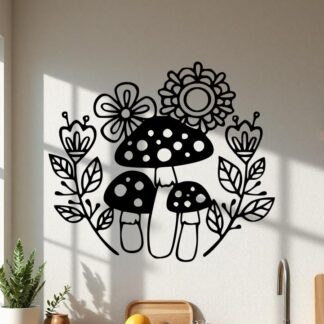 Sticker autocollant Fleurs et champignons