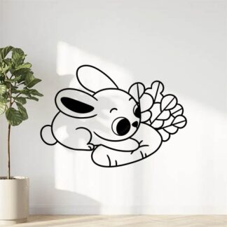 Sticker autocollant petit lapin carotte