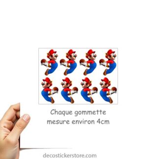 Lot de 8 gommettes adhésives Mario bross racoon