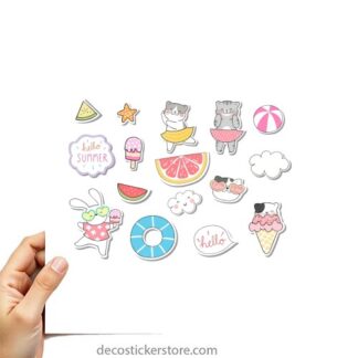 Planche de gommettes adhésives chats de plage