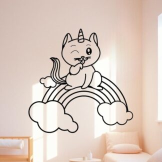 Sticker Autocollant chat licorne  animaux  ANX21026