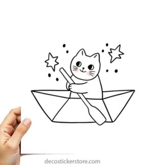 Sticker Autocollant chat bateau imprimé AQ87295