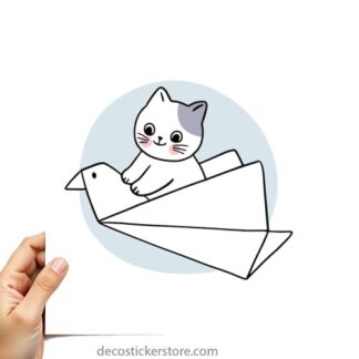 Sticker Autocollant chat oiseau imprimé AQ87296