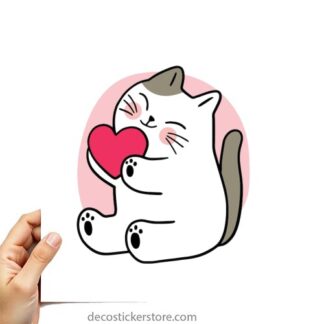 Sticker Autocollant chat coeur imprimé AQ87301