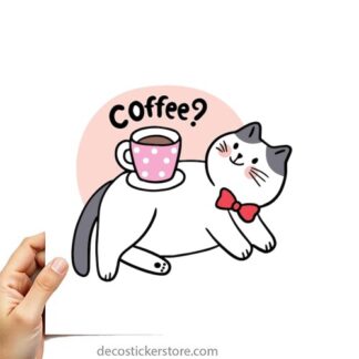 Sticker Autocollant chat coffee imprimé AQ87303