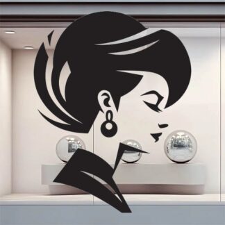 Sticker Autocollant femme coiffure barbier  BC027
