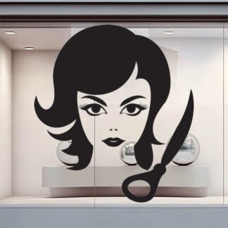 Sticker Autocollant femme coiffure barbier  BC028