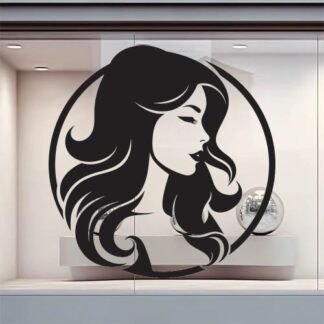 Sticker Autocollant femme coiffure barbier  BC036