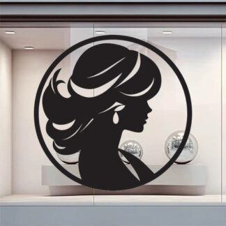 Sticker Autocollant femme coiffure barbier  BC037