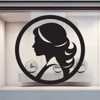 Sticker Autocollant femme coiffure barbier  BC038