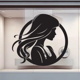 Sticker Autocollant femme coiffure barbier  BC040