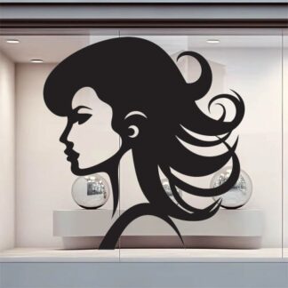 Sticker Autocollant femme coiffure barbier  BC042