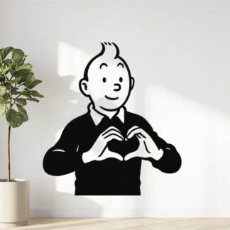 Sticker autocollant Tintin fait coeur avec doigts décoration decostickerstore - DQWVMU