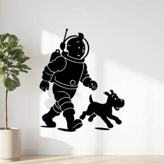 Sticker autocollant Tintin et Milou cosmonaute décoration decostickerstore - DTNVQW