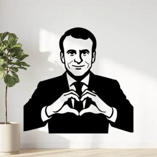 Sticker autocollant Macron Emmanuel fait coeur avec doigts décoration decostickerstore - FOD6HD