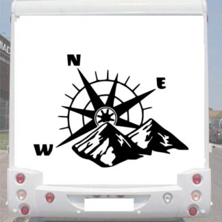 Sticker Autocollant Boussole Montagne