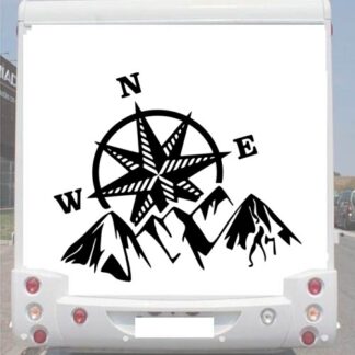 Sticker Autocollant Boussole Montagne