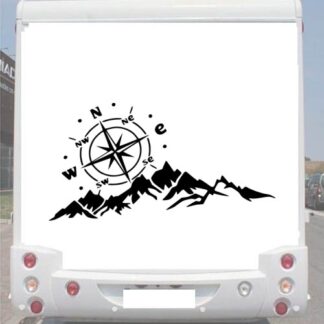 Sticker Autocollant Boussole Montagne