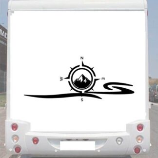 Sticker Autocollant Déco Boussole Route Gauche