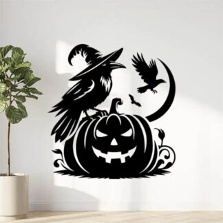 Sticker Autocollant corbeau halloween  H20