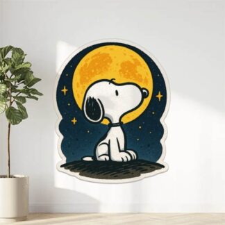 Autocollant Snoopy au clair de lune jaune décoration decostickerstore - HTVSKT